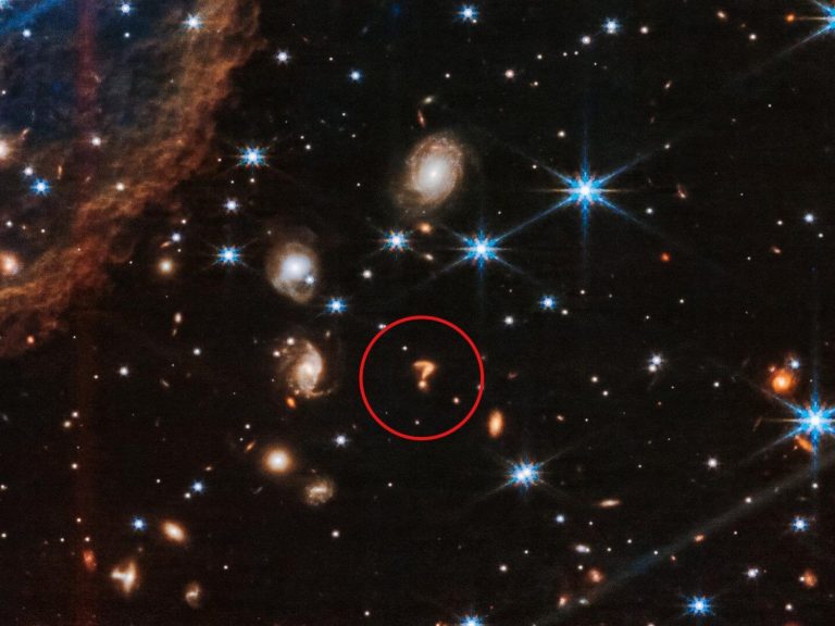 Question mark galaxy.  Webb’s telescope detected a strange anomaly