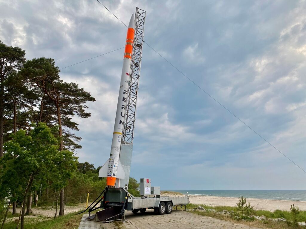 Polish Perun rocket ready for test.  It will start from Ustka