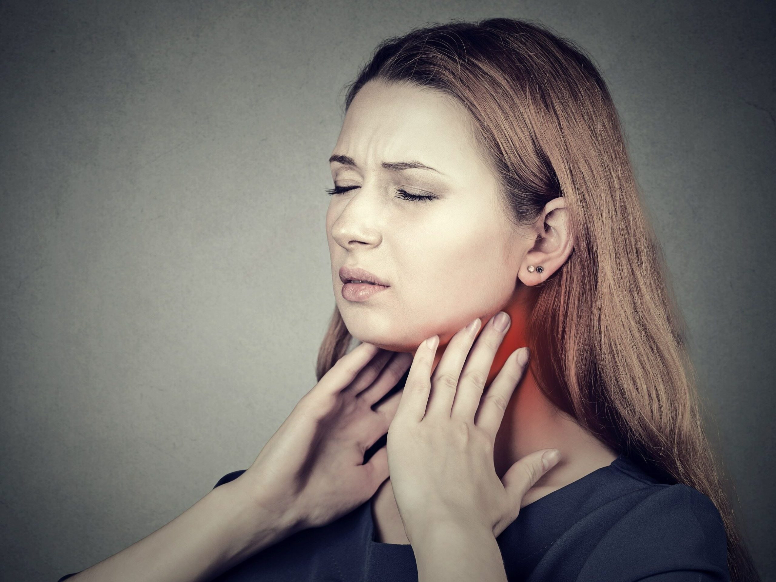 Symptoms of head and neck cancer.  Sore throat and burning tongue are on the list