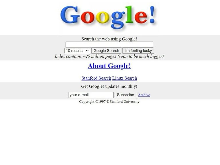 See Google from 1998. This is how the search engine has changed over the years