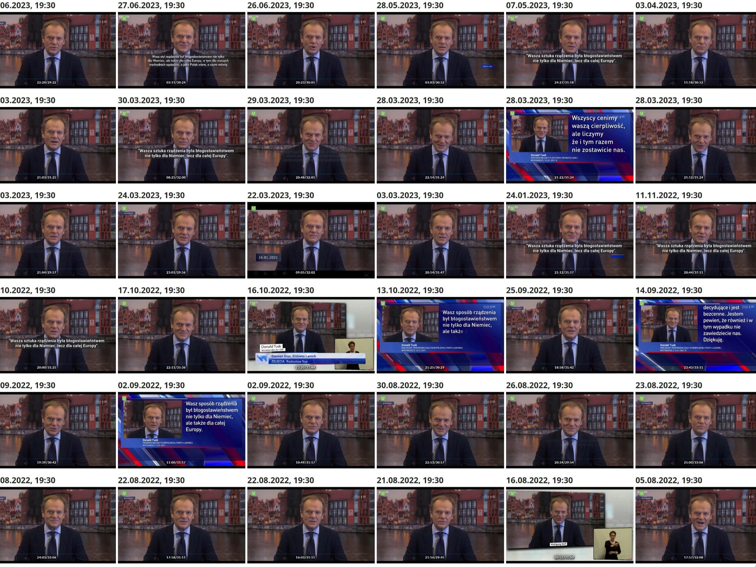 The Internet user collected strips and screenshots from 2,721 editions of TVP's "Wiadomości".  He assumes they might be useful