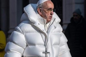 A photo of Pope Francis in a down jacket went around the world.  There is one problem with it