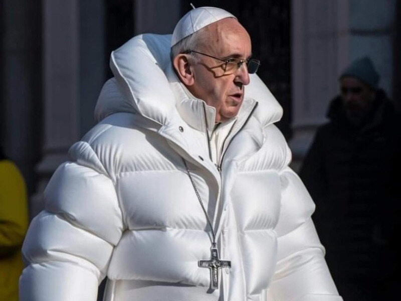 A photo of Pope Francis in a down jacket went around the world.  There is one problem with it
