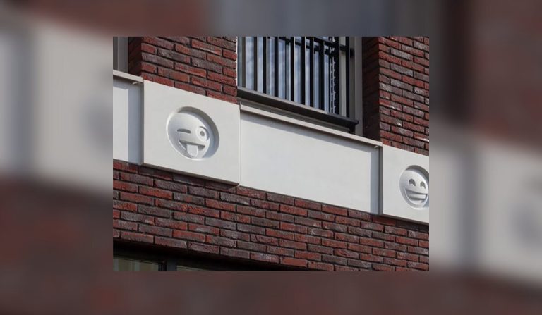 Curiosity or kitsch?  The facade of this building will be decorated with emojis