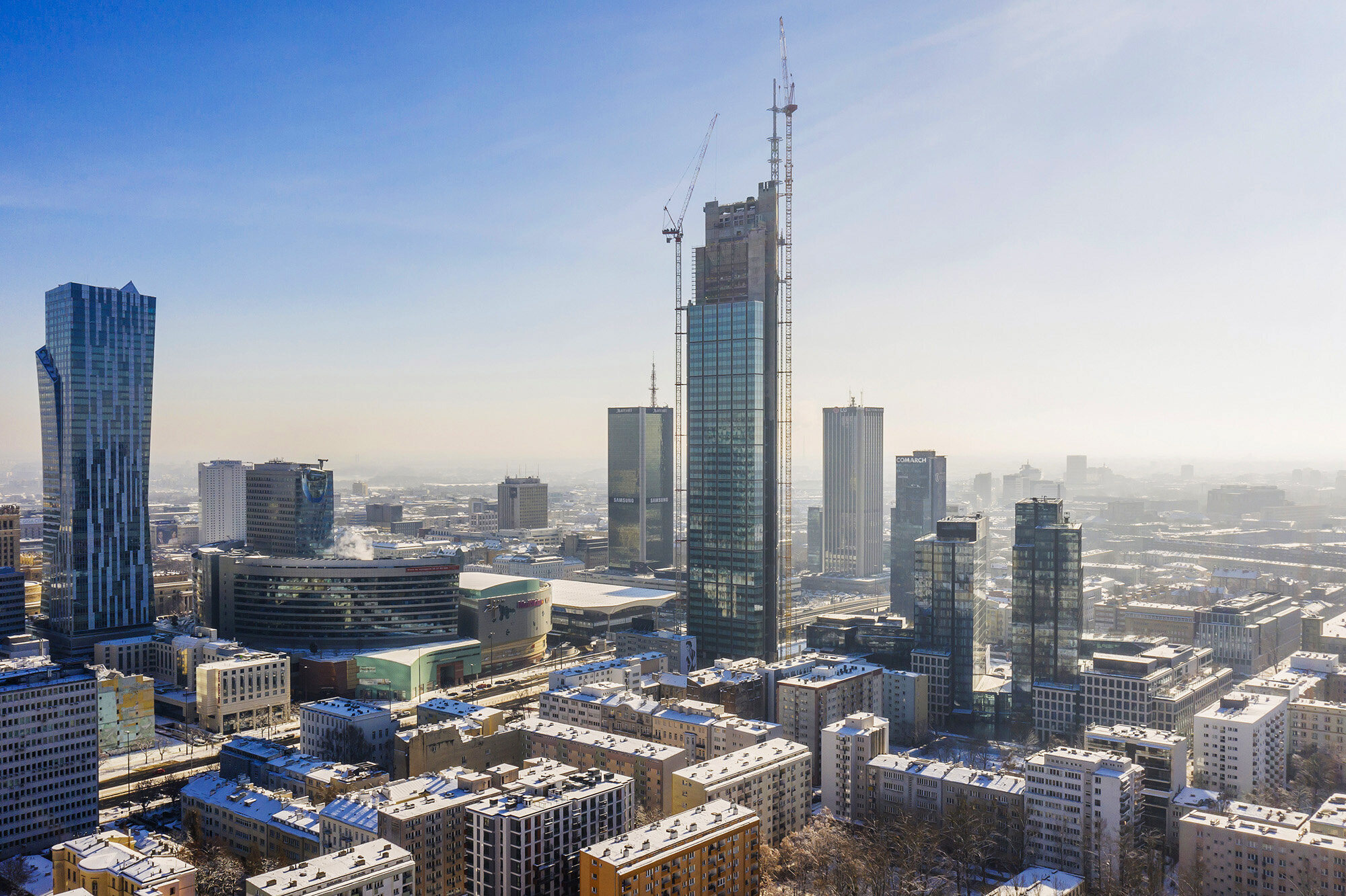 The tallest building of the European Union stands in Warsaw.  Work at heights on Varso has been completed