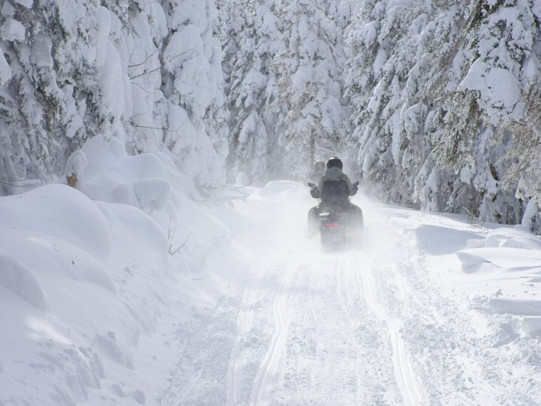 A tourist on a snowmobile hit a tree.  A helicopter was called for rescue