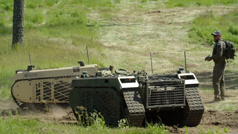 NATO strengthens Lithuania.  Armed robots stood on the border with Russia