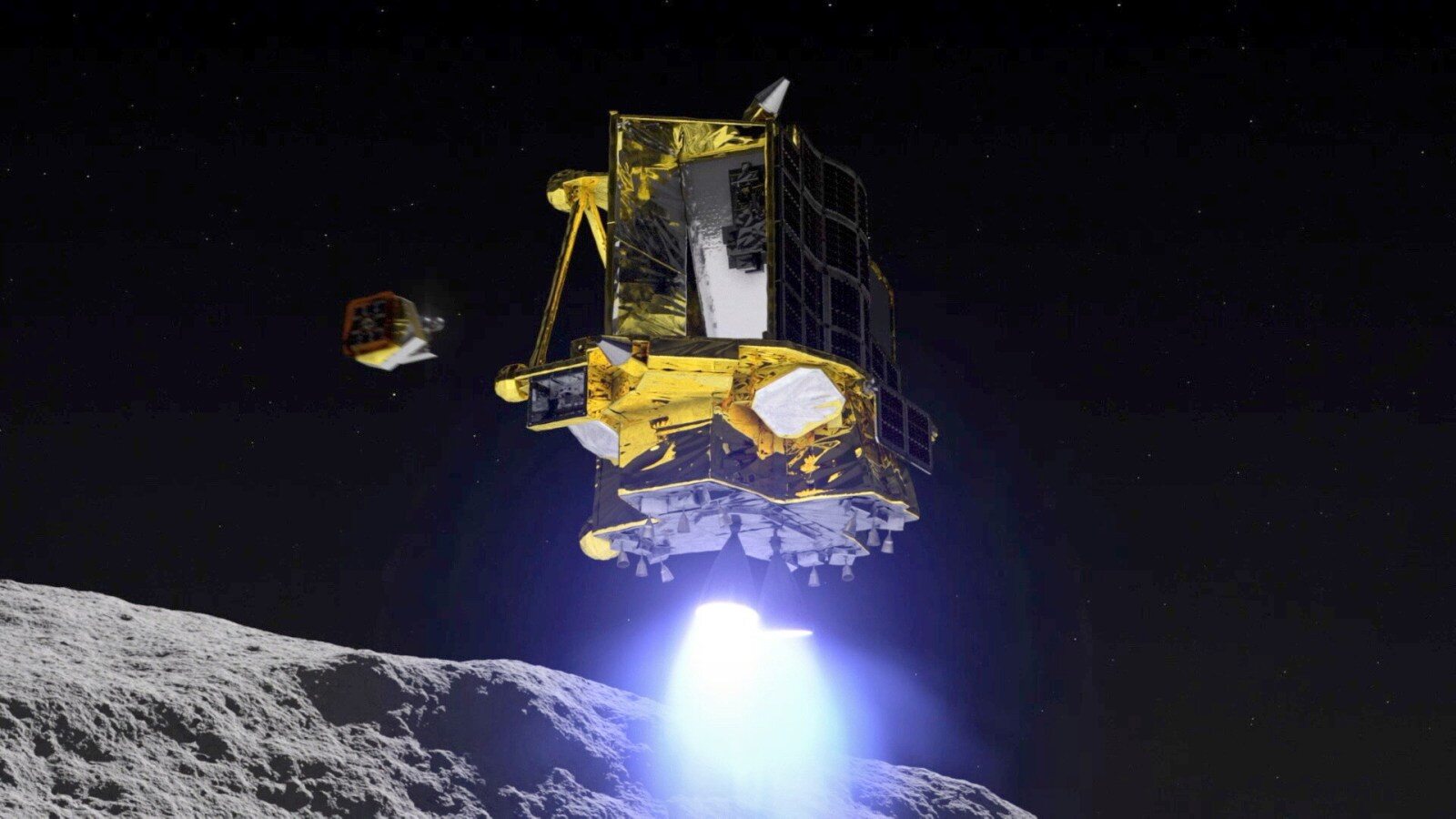 Japanese SLIM probe on the moon.  There's a problem