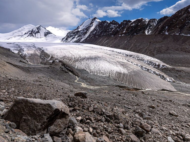 Real glaciers are melting, so they made an artificial one.  This is how highlanders in Kyrgyzstan cope